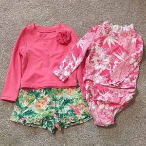 Pink Floral Kids Swim Set